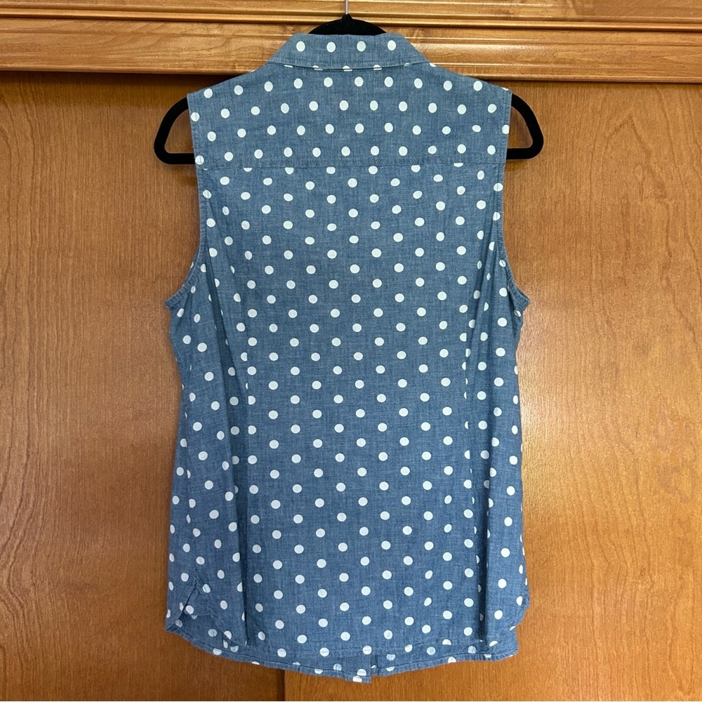 Tommy Hilfiger Polka Dot Chambray Button Up Tank Top Size Large - Picture 9 of 10